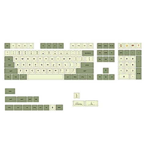 Bcowtte Sublimationsschriften, grün, PBT-Tastenkappe für mechanische Tastatur, USB-Kabel, 124 Tasten, Englisch von Bcowtte
