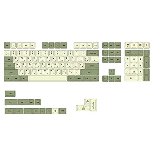 Bcowtte Sublimationsschriften, grün, PBT-Tastenkappe für mechanische Tastatur, USB-Kabel, 124 Tasten, Russisch von Bcowtte