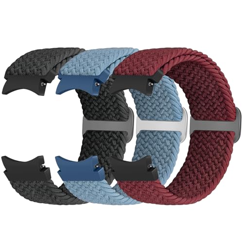 Bcuckood Geflochtenes Armband Kompatibel mit Samsung Galaxy Watch 7/FE/6/5/4 40mm 44mm/Watch 6 Classic 43mm 47mm/Watch 5 Pro 45mm/Watch 4 Classic 42mm 46mm, 3 Stück Elastisches Armband Damen Herren von Bcuckood