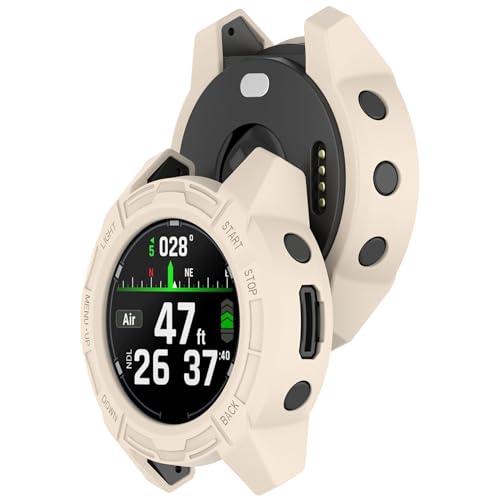 Bdsidy Hülle Kompatibel mit Garmin Descent G2 Gehäuse, Silikon Schützende für die stoßfeste und unzerbrechliche Schutzhülle für Garmin Descent G2 Smartwatch Zubehör (2 Stück Beige) von Bdsidy