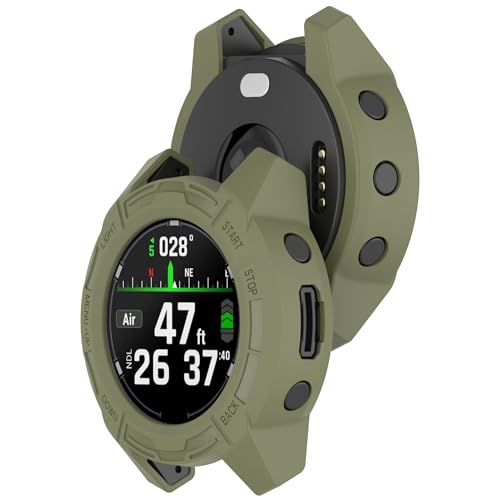 Bdsidy Hülle Kompatibel mit Garmin Descent G2 Gehäuse, Silikon Schützende für die stoßfeste und unzerbrechliche Schutzhülle für Garmin Descent G2 Smartwatch Zubehör (2 Stück Grün) von Bdsidy