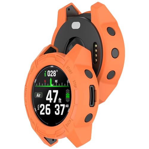 Bdsidy Hülle Kompatibel mit Garmin Descent G2 Gehäuse, Silikon Schützende für die stoßfeste und unzerbrechliche Schutzhülle für Garmin Descent G2 Smartwatch Zubehör (2 Stück Orange) von Bdsidy
