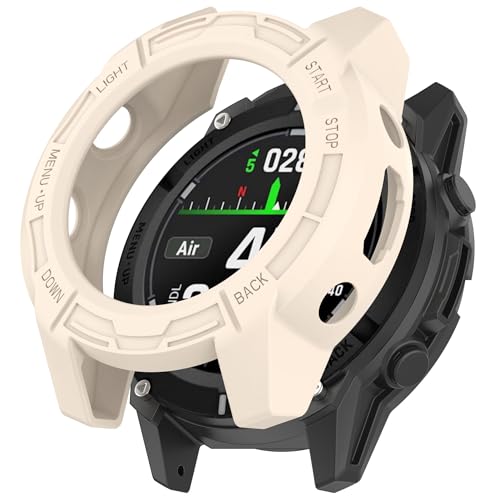 Bdsidy Hülle Kompatibel mit Garmin Descent G2 Gehäuse, Silikon Schützende für die stoßfeste und unzerbrechliche Schutzhülle für Garmin Descent G2 Smartwatch Zubehör (Beige) von Bdsidy