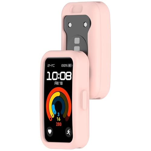 Bdsidy Hülle Kompatibel mit Huawei Band 10 9 8 Gehäuse, Silikon Schützende für die stoßfeste und unzerbrechliche Schutzhülle für Huawei Band 10 9 8 Smartwatch Zubehör (2 Stück Rosa) von Bdsidy
