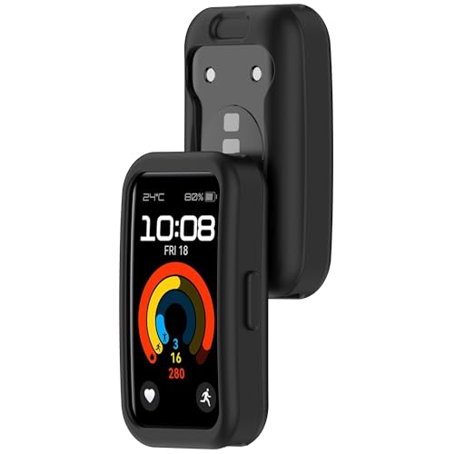 Bdsidy Hülle Kompatibel mit Huawei Band 10 9 8 Gehäuse, Silikon Schützende für die stoßfeste und unzerbrechliche Schutzhülle für Huawei Band 10 9 8 Smartwatch Zubehör (2 Stück Schwarz) von Bdsidy