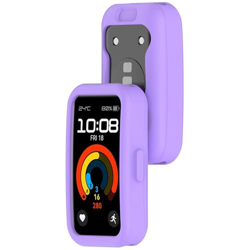 Bdsidy Hülle Kompatibel mit Huawei Band 10 9 8 Gehäuse, Silikon Schützende für die stoßfeste und unzerbrechliche Schutzhülle für Huawei Band 10 9 8 Smartwatch Zubehör (2 Stück Violett) von Bdsidy