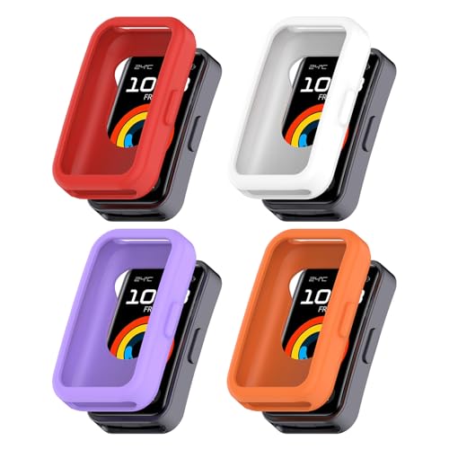 Bdsidy Hülle Kompatibel mit Huawei Band 10 9 8 Gehäuse, Silikon Schützende für die stoßfeste und unzerbrechliche Schutzhülle für Huawei Band 10 9 8 Smartwatch Zubehör (Rot+Weiß+Violett+Orange) Bdsidy Hülle Kompatibel mit Huawei Band 10 9 8 Gehäuse, Silikon Schützende für die stoßfeste und unzerbrechliche Schutzhülle für Huawei Band 10 9 8 Smartwatch Zubehör (Rot+Weiß+Violett+Orange) von Bdsidy