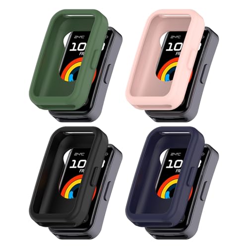 Bdsidy Hülle Kompatibel mit Huawei Band 10 9 8 Gehäuse, Silikon Schützende für die stoßfeste und unzerbrechliche Schutzhülle für Huawei Band 10 9 8 Smartwatch Zubehör (Grün+Pink+Schwarz+Blau) Bdsidy Hülle Kompatibel mit Huawei Band 10 9 8 Gehäuse, Silikon Schützende für die stoßfeste und unzerbrechliche Schutzhülle für Huawei Band 10 9 8 Smartwatch Zubehör (Grün+Pink+Schwarz+Blau) von Bdsidy