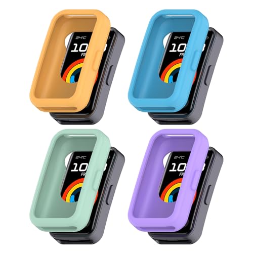 Bdsidy Hülle Kompatibel mit Huawei Band 10 9 8 Gehäuse, Silikon Schützende für die stoßfeste und unzerbrechliche Schutzhülle für Huawei Band 10 9 8 Smartwatch Zubehör (Gelb+Blau+Grün+Violett) Bdsidy Hülle Kompatibel mit Huawei Band 10 9 8 Gehäuse, Silikon Schützende für die stoßfeste und unzerbrechliche Schutzhülle für Huawei Band 10 9 8 Smartwatch Zubehör (Gelb+Blau+Grün+Violett) von Bdsidy