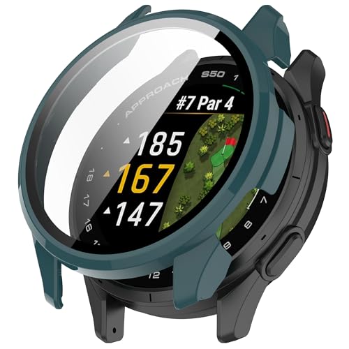 Bdsidy Hülle für Garmin Approach S50 Schutzhülle Con Displayschutzfolie, Kratzfest Schutzfolie Bumper Gehäuse Ultradünne Stoßfeste Cover für Garmin Approach S50 Smartwatch Zubehör (Grün) von Bdsidy