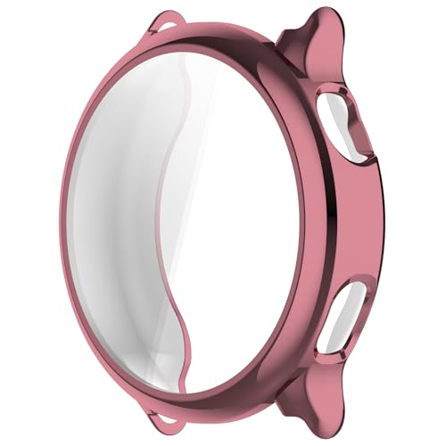 Bdsidy Hülle für Garmin Vivoactive 6 Schutzhülle Con Displayschutzfolie, Kratzfest Schutzfolie Bumper Gehäuse Ultradünne Stoßfeste Cover für Garmin Vivoactive 6 Smartwatch Zubehör (Rosa) von Bdsidy