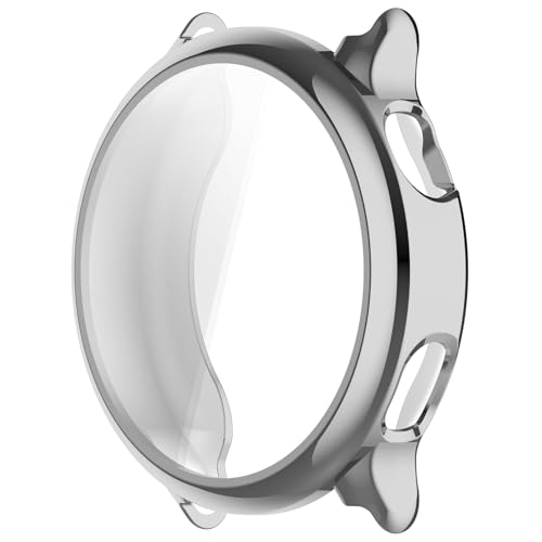Bdsidy Hülle für Garmin Vivoactive 6 Schutzhülle Con Displayschutzfolie, Kratzfest Schutzfolie Bumper Gehäuse Ultradünne Stoßfeste Cover für Garmin Vivoactive 6 Smartwatch Zubehör (Silber) von Bdsidy
