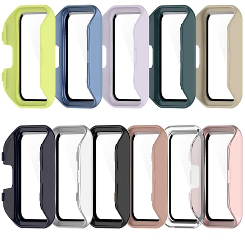 Bdsidy Hülle für Huawei Band 10 9 8 Schutzhülle Con Displayschutzfolie, Kratzfest Schutzfolie Bumper Gehäuse Ultradünne Stoßfeste Cover für Huawei Band 10 9 8 Smartwatch Zubehör (11 Stücke) von Bdsidy