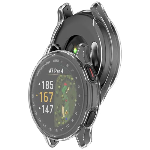 Bdsidy Silikon Hülle Kompatibel mit Garmin Approach S50 Gehäuse, TPU Schützende für die stoßfeste und unzerbrechliche Schutzhülle für Garmin Approach S50 Smartwatch Zubehör (2 Stück Clear) von Bdsidy