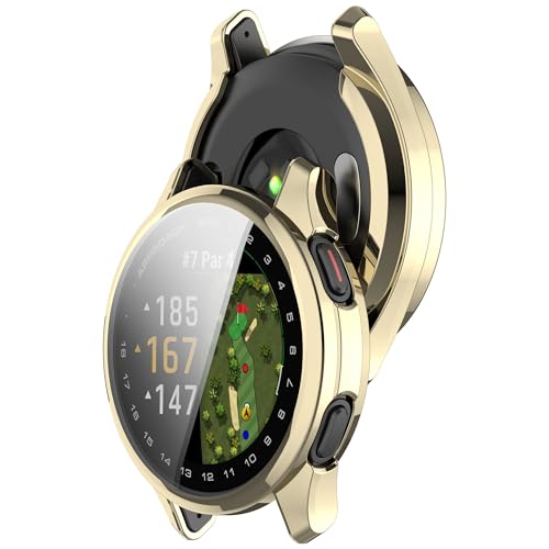 Bdsidy Silikon Hülle Kompatibel mit Garmin Approach S50 Gehäuse, TPU Schützende für die stoßfeste und unzerbrechliche Schutzhülle für Garmin Approach S50 Smartwatch Zubehör (2 Stück Gold) von Bdsidy