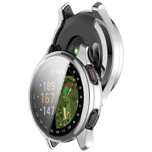Bdsidy Silikon Hülle Kompatibel mit Garmin Approach S50 Gehäuse, TPU Schützende für die stoßfeste und unzerbrechliche Schutzhülle für Garmin Approach S50 Smartwatch Zubehör (2 Stück Silber) von Bdsidy