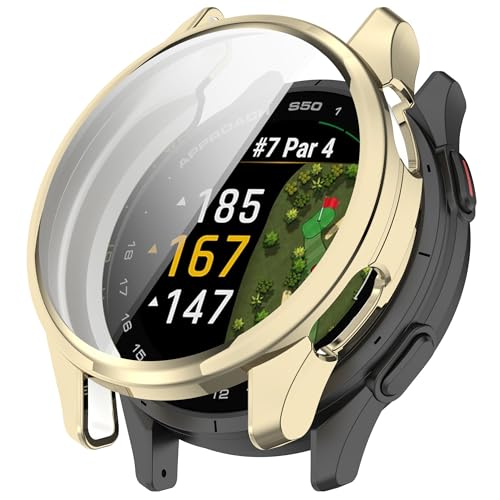 Bdsidy Silikon Hülle Kompatibel mit Garmin Approach S50 Gehäuse, TPU Schützende für die stoßfeste und unzerbrechliche Schutzhülle für Garmin Approach S50 Smartwatch Zubehör (Gold) von Bdsidy