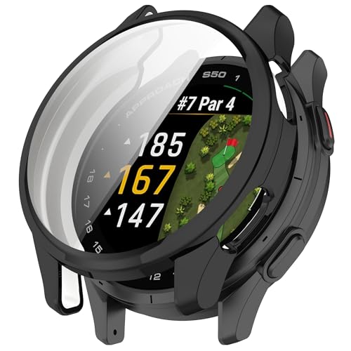 Bdsidy Silikon Hülle Kompatibel mit Garmin Approach S50 Gehäuse, TPU Schützende für die stoßfeste und unzerbrechliche Schutzhülle für Garmin Approach S50 Smartwatch Zubehör (Schwarz) von Bdsidy