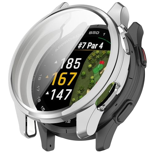 Bdsidy Silikon Hülle Kompatibel mit Garmin Approach S50 Gehäuse, TPU Schützende für die stoßfeste und unzerbrechliche Schutzhülle für Garmin Approach S50 Smartwatch Zubehör (Silber) von Bdsidy