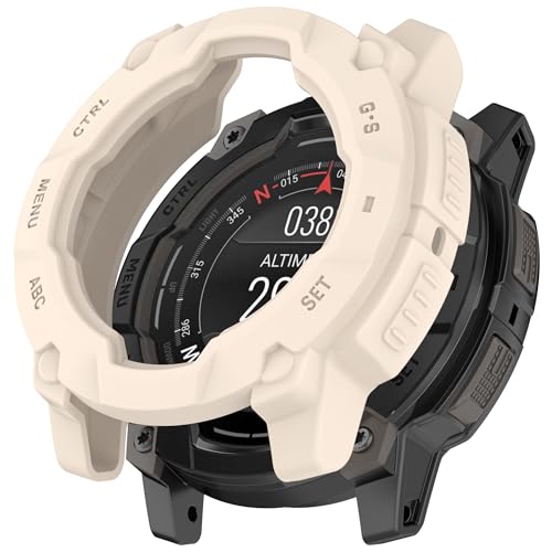 Bdsidy Silikon Hülle für Garmin Instinct 3 45mm 50mm Gehäuse, Schützende für die stoßfeste und unzerbrechliche Schutzhülle für Instinct 3 Smartwatch Zubehör (Beige, Garmin Instinct 3 45mm) von Bdsidy