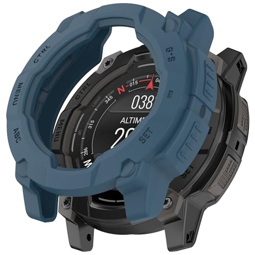 Bdsidy Silikon Hülle für Garmin Instinct 3 45mm 50mm Gehäuse, Schützende für die stoßfeste und unzerbrechliche Schutzhülle für Instinct 3 Smartwatch Zubehör (Blau, Garmin Instinct 3 50mm) von Bdsidy