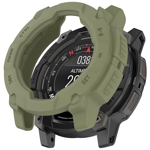 Bdsidy Silikon Hülle für Garmin Instinct 3 45mm 50mm Gehäuse, Schützende für die stoßfeste und unzerbrechliche Schutzhülle für Instinct 3 Smartwatch Zubehör (Grün, Garmin Instinct 3 50mm) von Bdsidy