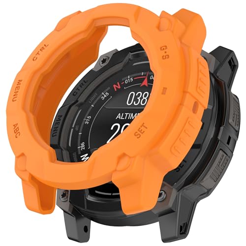 Bdsidy Silikon Hülle für Garmin Instinct 3 45mm 50mm Gehäuse, Schützende für die stoßfeste und unzerbrechliche Schutzhülle für Instinct 3 Smartwatch Zubehör (Orange, Garmin Instinct 3 50mm) von Bdsidy