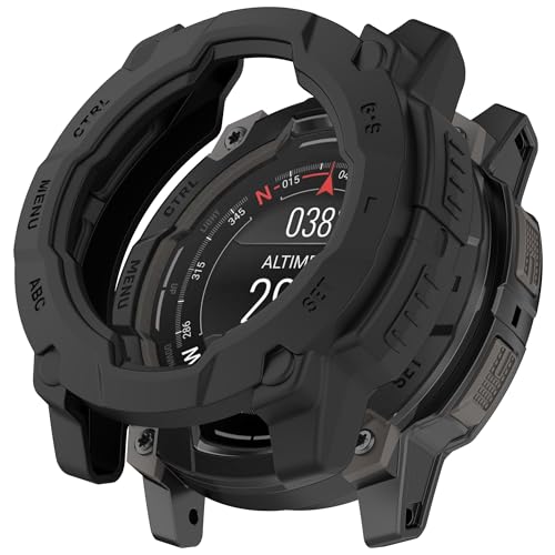 Bdsidy Silikon Hülle für Garmin Instinct 3 45mm 50mm Gehäuse, Schützende für die stoßfeste und unzerbrechliche Schutzhülle für Instinct 3 Smartwatch Zubehör (Schwarz, Garmin Instinct 3 45mm) von Bdsidy