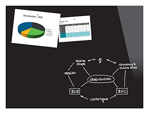 Be!Board B1401 Große Glas-Magnettafel / Whiteboard schwarz, 120 x 90 cm, magnetisch & beschreibbar, incl. 2 Neodym-Magnete, rahmenlos, für Büro und Schule von Be!Board