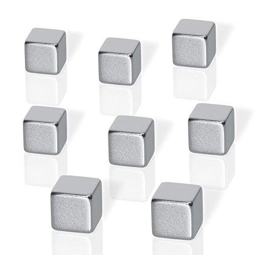 Be!Board B3101 Neodym-Magnete, Würfelmagnete im XL Format, gut zu greifen, extrem stark, 8er-Set, silber, für Glasmagnettafeln, Whiteboards, Kühlschränke von Be!Board