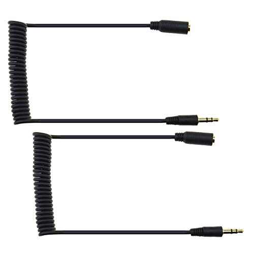 2 Stück 3,5 mm Stereo-Klinkenstecker männlich auf weiblich Kabel Adapter Spiralkabel Kopfhörer Audio Frühling Teleskop-Verlängerungskabel 1,2 m von Be In Your Mind