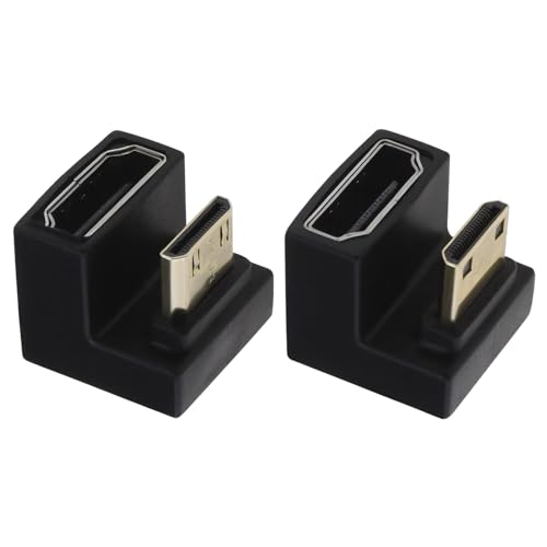 Be In Your Mind 2 Stück Mini-HDMI-Stecker auf HDMI-Buchse, Verlängerungsadapter, Aufund Ab-Winkel-Adapter, U-Form, Mini-HDMI-auf-HDMI-Adapter für Laptops, Kameras, TA von Be In Your Mind