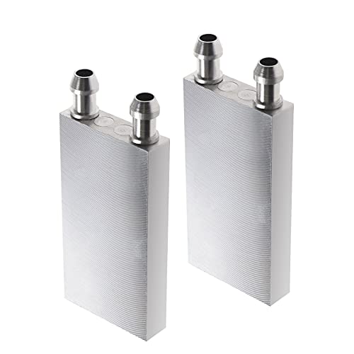 Be In Your Mind 2 x Wasserkühlungsblock aus Aluminium, 40 x 80 x 12 mm, für Wasserkühler, Kühlkörpersystem, CPU Grafikheizkörper mit 9 mm Düse von Be In Your Mind