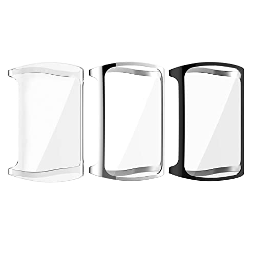 Be In Your Mind 3X Uhrenschutzhülle mit TPU-Überzug rundum schwarz transparent Silber stoßfest Smartwatch-Gehäuse kompatibel mit Fitbit Charge 5 von Be In Your Mind