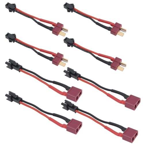 Be In Your Mind 4 Paar SM-2P Stecker auf T-Stecker Adapterkabel Stecker Buchse Stecker 18AWG 5cm Draht für RC Auto Drohne Boot Lipo Li-Ion Akku von Be In Your Mind