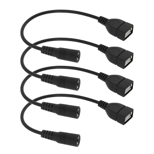 Be In Your Mind 4 Stück DC-Buchse auf USB-A Buchse Stromanschluss Ladekabeladapter 5,5mm x 2,1mm Geeignet für Kleine Geräte Mobiltelefone MP3 MP4 Digitale Bilderrahmen (12cm) von Be In Your Mind