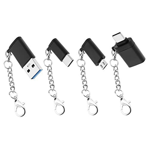 Be In Your Mind 4Pcs USB Type-C Adapter mit Metallkette USB C Buchse auf Micro USB Stecker Konvertieren Stecker Aluminiumlegierung Elektronisches Zubehör von Be In Your Mind
