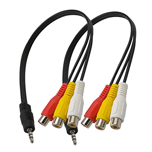 Be In Your Mind Adapterkabel, 3,5 mm Stecker auf 3 Cinch-Buchse, 25 cm Stecker auf Cinch-Buchse, Stereo, AV, Audio, Video, AUX, Konvertierungskabel, 2 Stück von Be In Your Mind