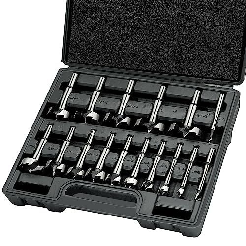 BEHAPPY Forstnerbohrer-Set, 16-teiliges Holzbohrer-Set, Hartmetall-Forstner-Bit-Set für Holz, Hartholz, Weichholz, Schlangenöffner, Rundschaft, Werkzeug Bohrwerkzeug für Holzbearbeitung von BeHappy