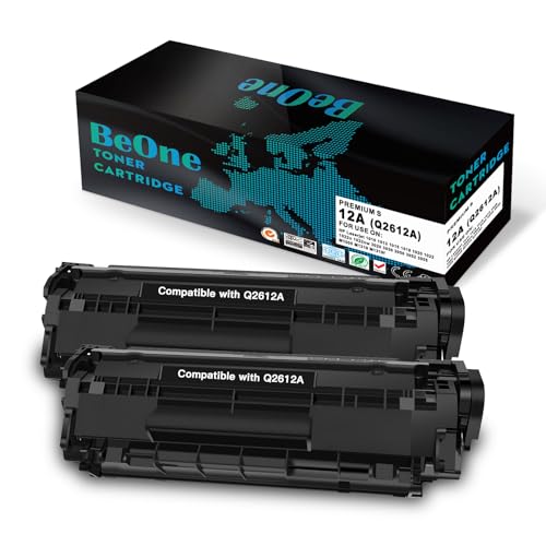 BeOne 2X Q2612A Tonerpatrone Ersetzung für HP 12A Q2612A Toner for HP Laserjet 1010 1012 1015 1018 1020 1020 Plus 1022 3015 3020 3030 3050 3052 3055 M1005 MFP M1319 MFP (2 Schwarz) von BeOne