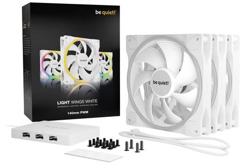 BeQuiet LIGHT WINGS WHITE 140mm PWM Triple Pack PC-Gehäuse-Lüfter Weiß (B x H x T) 140 x 140 x 25 von BeQuiet