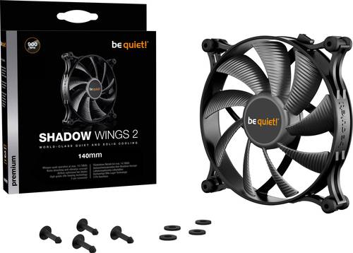 BeQuiet Shadow Wings 2 PC-Gehäuse-Lüfter Schwarz (B x H x T) 140 x 140 x 25mm von BeQuiet