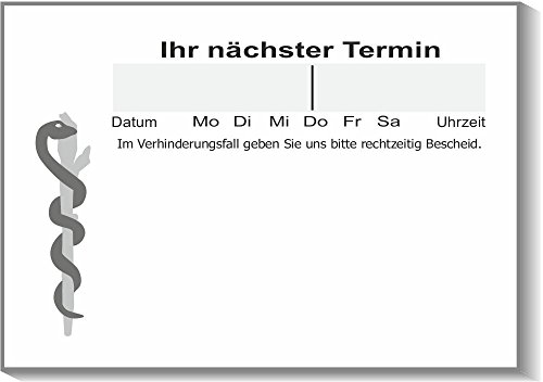 10 Terminblöcke je 100 Blatt, 1000 Terminzettel tb329 Ärzte Heilpraktiker Therapeuten Äskulapstab von BeWeSt