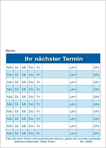 10 Terminblöcke maxi mit 10 Terminfelder DIN A6, 500 Terminzettel, in blau, tb606 von BeWeSt
