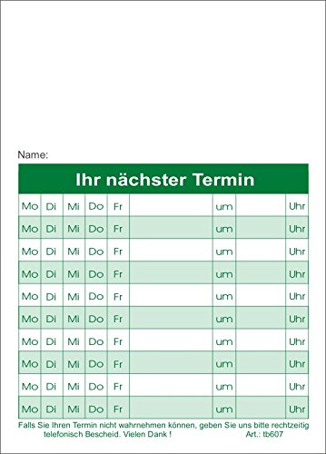 10 Terminblöcke maxi mit 10 Terminfelder DIN A6, 500 Terminzettel, in grün, tb607 von BeWeSt
