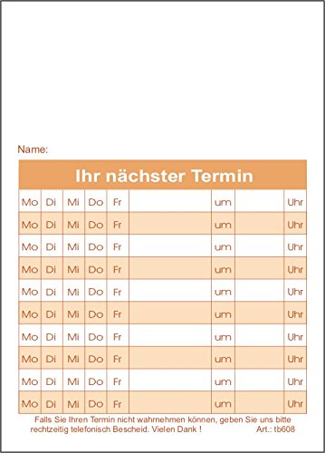 10 Terminblöcke maxi mit 10 Terminfelder DIN A6, 500 Terminzettel, in orange, tb608 von BeWeSt