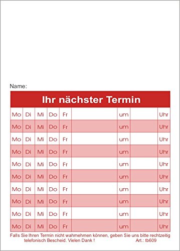 10 Terminblöcke maxi mit 10 Terminfelder DIN A6, 500 Terminzettel, in rot, tb609 10 Terminblöcke maxi mit 10 Terminfelder DIN A6, 500 Terminzettel, in rot, tb609 von BeWeSt