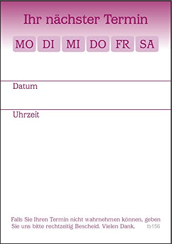 10 Terminblöcke mit je 50 Terminzettel, Terminblock lila tb156 Ärzte Arztpraxis MVZ von BeWeSt