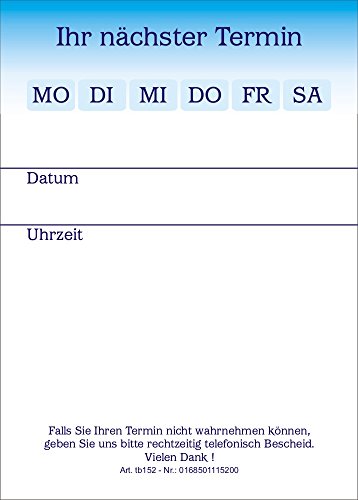 20 Terminblöcke mit je 50 Terminzettel, Terminblock tb152 Ärzte 20 Terminblöcke mit je 50 Terminzettel, Terminblock tb152 Ärzte von BeWeSt