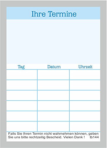 20 neutrale Terminblöcke mit je 50 Terminzettel, Terminblock tb144 blau Heilpraktiker und andere Berufe von BeWeSt